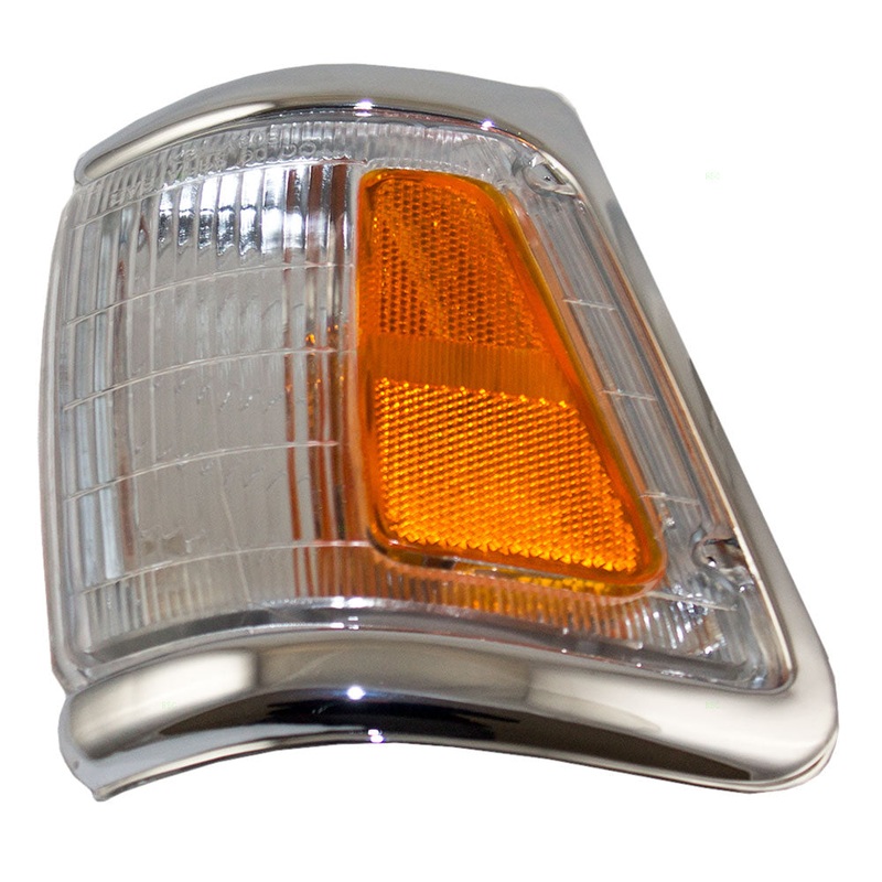 Brock Replacement Passengers Park Signal Corner Marker Light Lamp Lens with Chrome Trim Compatible with 1992-1995 4-Wheel Drive Pickup Truck 8161035120