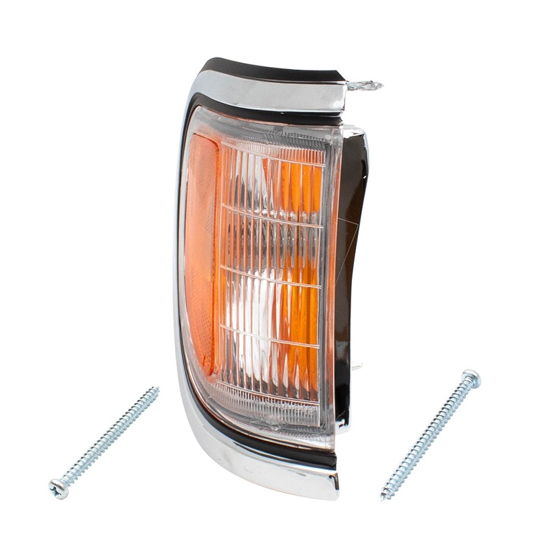Brock Replacement Passengers Park Signal Corner Marker Light Lamp with Chrome Trim Compatible with 1995-1997 Pickup Truck 8161004040