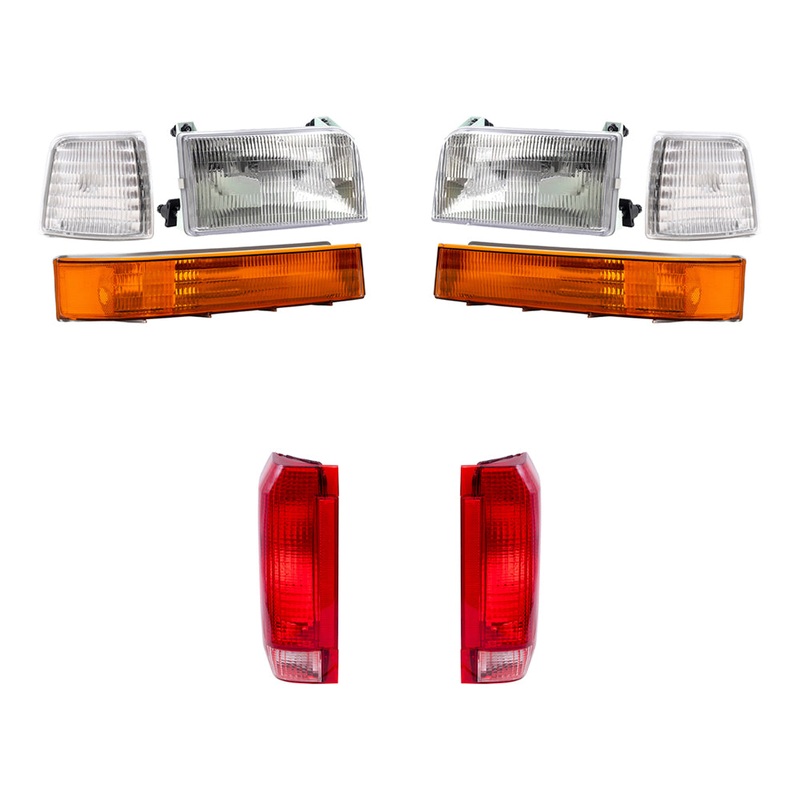 Brock Replacement 8 Piece Lights Set Headlights Tail Lights and Signal Lights Kit Compatible with 1992-1997 Styleside Pickup Truck