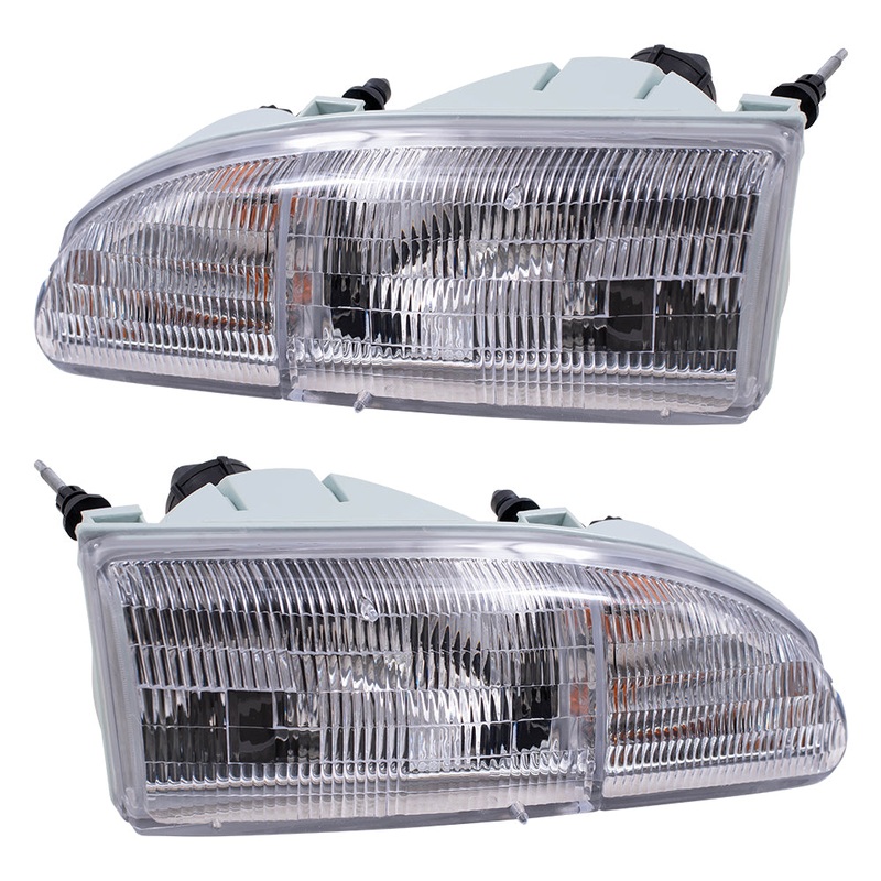 Brock Replacement Driver and Passenger Headlights Headlamps Compatible with 1994-1995 Thunderbird F4SZ13008B F4SZ13008A