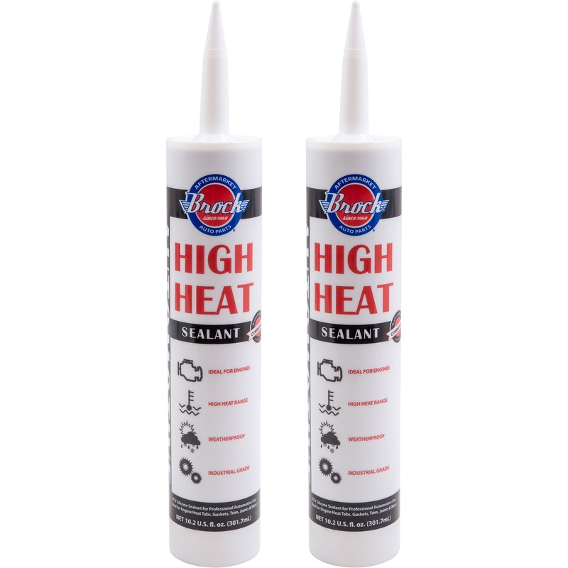 Brock High Heat RTV Sealant & Automotive Adhesive  Industrial Grade Silicone for Heat Tabs, Gaskets, and More  10.2 oz Cartridge – 2 Pack