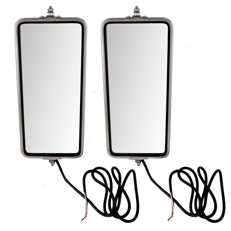 Brock Replacement Driver and Passenger Universal West Coast Truck Stainless Steel Side Mirrors 7″ x 16″ Heater Light