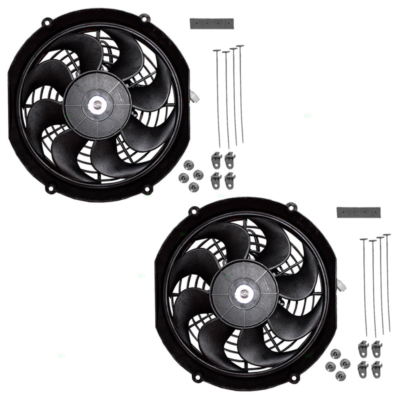 Brock Replacement for Pair Set Universal 10″ Radiator Condenser Slim Push Pull Cooling Fans w/Mounting Kits S Blade 12V 70W for Pickup Hot Rod Classic Car Van