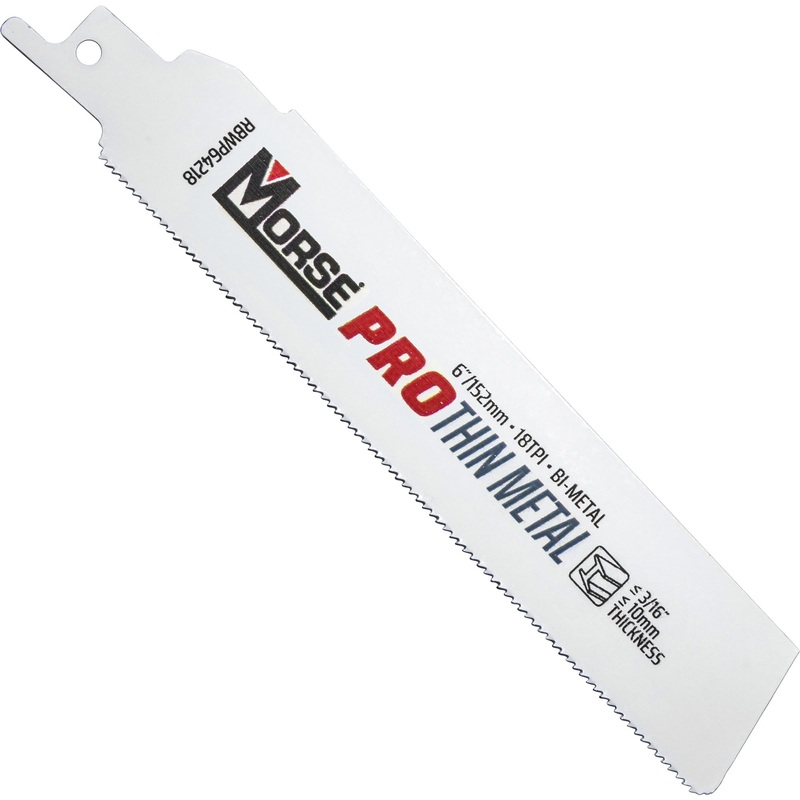 Morse Bi-Metal Pro Thin Metal  Reciprocating Saw Blade 6″ x 1″ .42″ 18 TPI 25 Pack