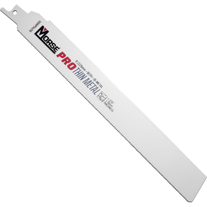 Morse Bi-Metal Pro Thin Metal Reciprocating Saw Blade 9″ x 1″ x .42″ 18 TPI 25 Pack