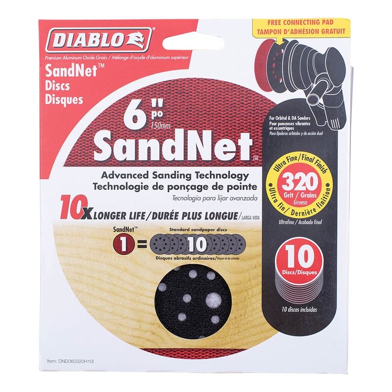 Sanding Disk with Connection Pad 6″, 320 Ultra Fine, Grit and Premium Ceramic Grain Blend for Fast Material Removal 10 Pack