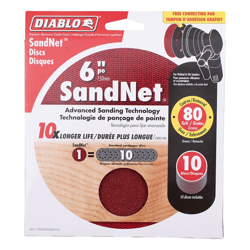 Sanding Disk with Connection Pad 6″, 80 Grit, Coarse and Premium Ceramic Grain Blend for Fast Material Removal 10 Pack