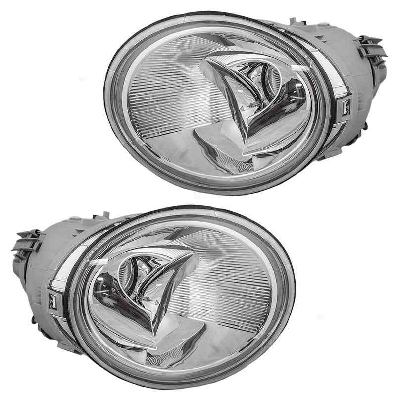 Brock Replacement Driver and Passenger Halogen Headlights Headlamps Compatible with 1998-2005 VW New Beetle 1C0 941 029 K 1C0 941 030 K