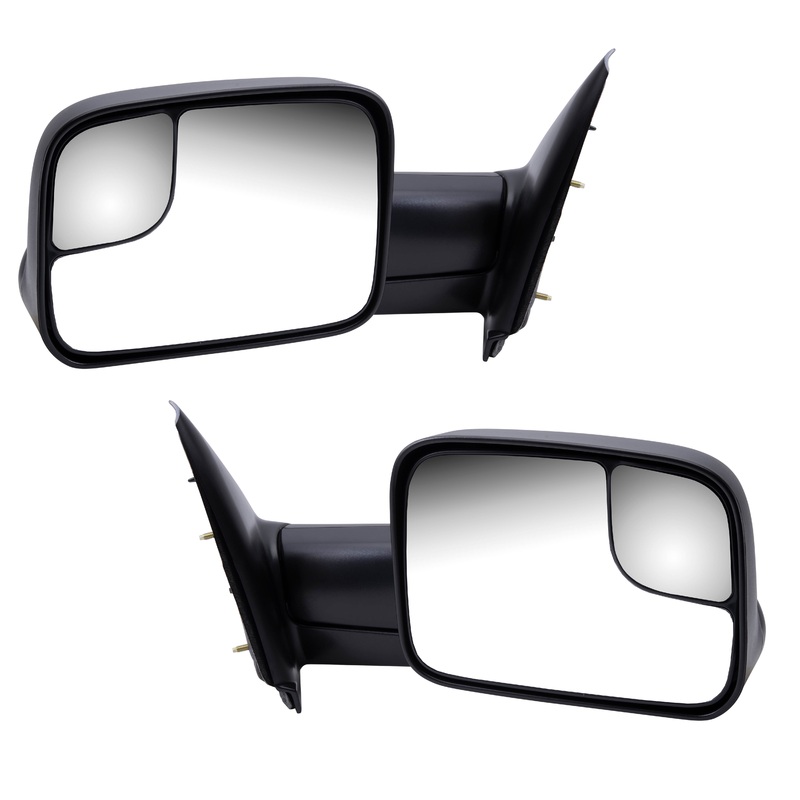 Brock Replacement Driver and Passenger Manual Side Tow Mirrors 7×10 Flip-Up Textured Compatible with 02-08 Pickup Truck 55077493AN 55077492AN