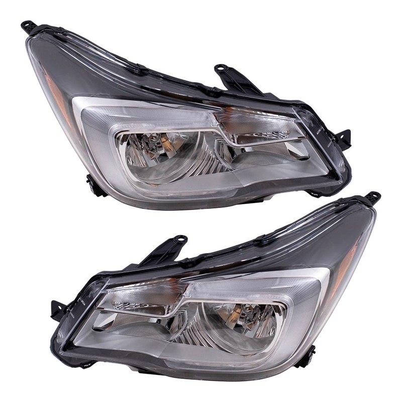 Brock Replacement Driver and Passenger Side Halogen Combination Headlight Assemblies Compatible with 17-18 Forester