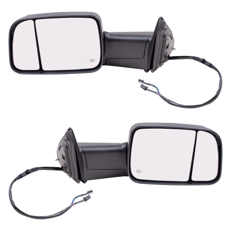 Brock Replacement Driver and Passenger Side Power Tow Mirror Textured Black with Heat Power Folding Memory Signal & Puddle Light Compatible with 2015-2018 Ram 2500/3500