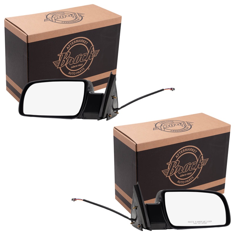 Brock Aftermarket Replacement Driver and Passenger Power Mirror Set Standard Type Paint To Match Black – Plastic Base without Heat Compatible with 88-98 GM C/K Pickup