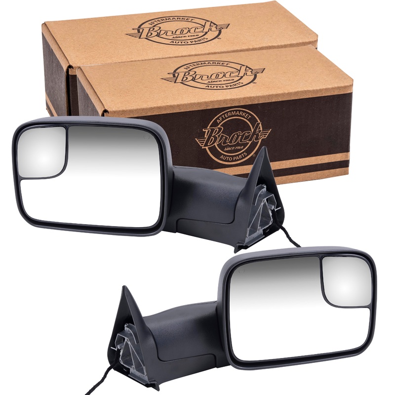 Brock Aftermarket Replacement Driver Left Passenger Right Performance Upgrade Power Tow Mirror Textured Black-7×10-Flip-up with Heat and Mounting Bracket Compatible with 1998-2001 Dodge 1500