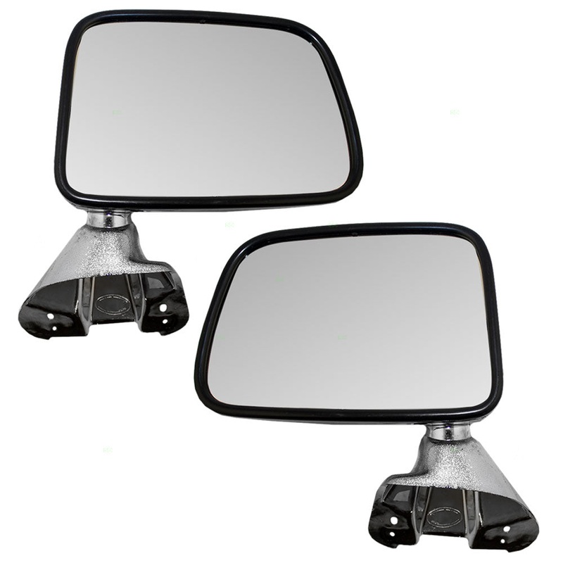 Brock Replacement Driver and Passenger Manual Side View Mirror Chrome Door Mounted Compatible with 87-88 Pickup 87-89 4Runner 8794089134 8791089136