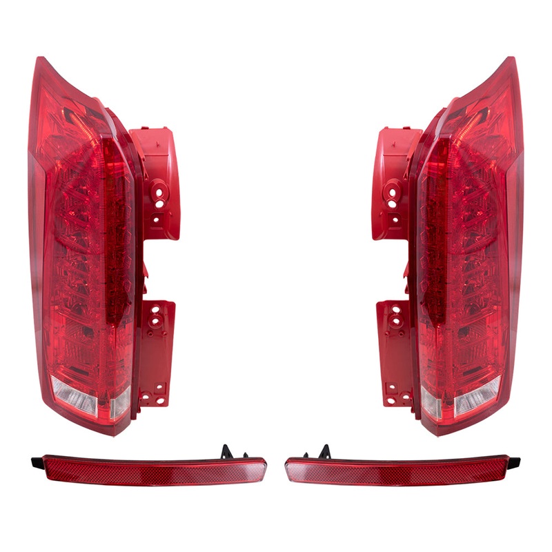 Brock Replacement Driver and Passenger Side Tail Light Assemblies and Rear Reflectors 4 Piece Set Compatible with 2010-2016 SRX