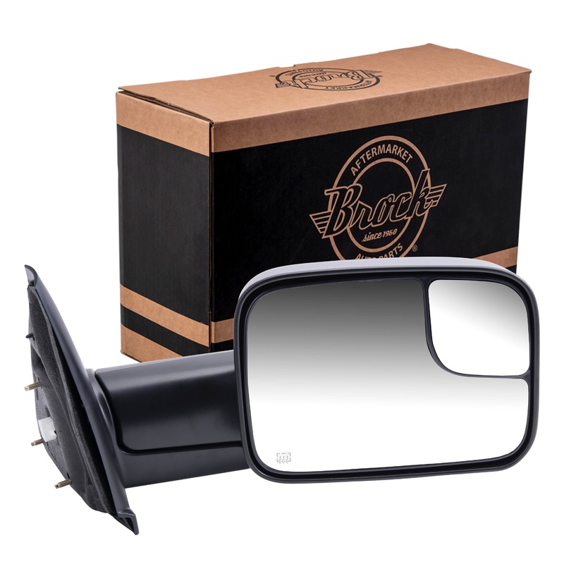 Brock Replacement Passenger Power Side Trailer Tow Flip-Up Mirror Heated 7×10 Compatible with 2002-2008 Ram 1500 Pickup Truck 55077444AO