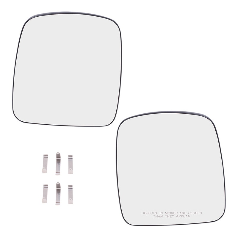 Brock Replacement Driver and Passenger Side Mirror Glass and Base with Heat Set Compatible with 2003-2007 Express