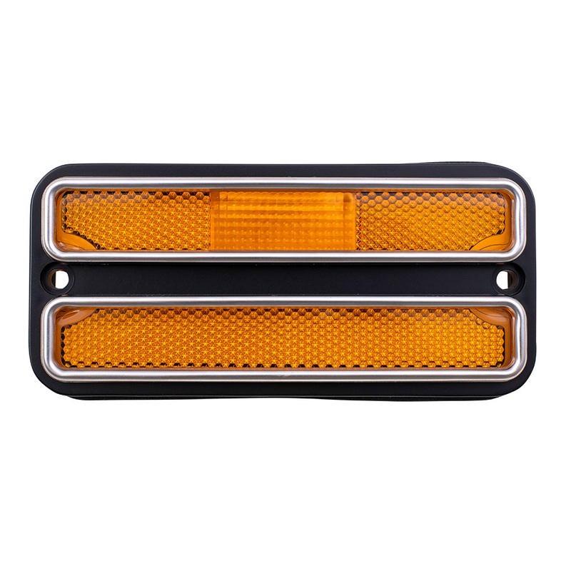 Brock Replacement Front Signal Side Marker Light with Chrome Trim Compatible with 1970-1972 C/K Suburban Pickup Truck
