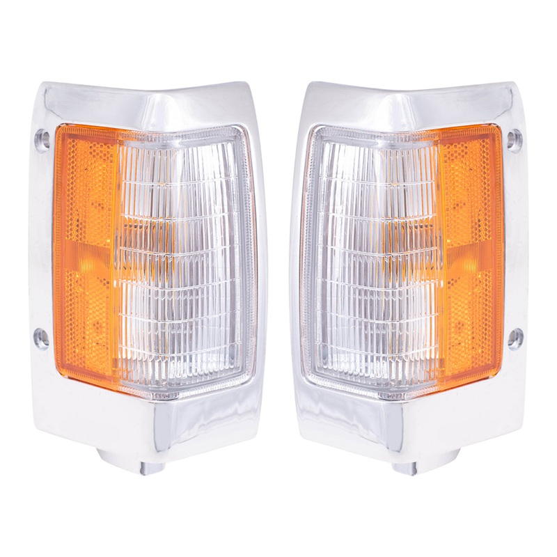 Brock Replacement Driver and Passenger Side, Side Marker Lights with Chrome Bezels Compatible with 90-94 D21 and 95-97 Pickup Truck B611588G00 B611088G00