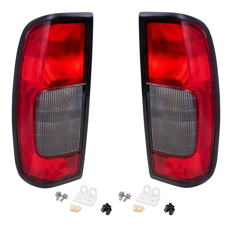 Brock Replacement Driver and Passenger Taillights Tail Lamps with Smoke Lens Compatible with 98-04 Frontier Pickup Truck 265597B425 265547B425