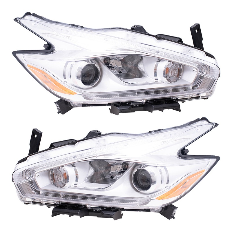 Brock Replacement Driver’s and Passenger’s Halogen Headlights Compatible with 2017 Murano 26060-5AA9C 26010-5AA9C