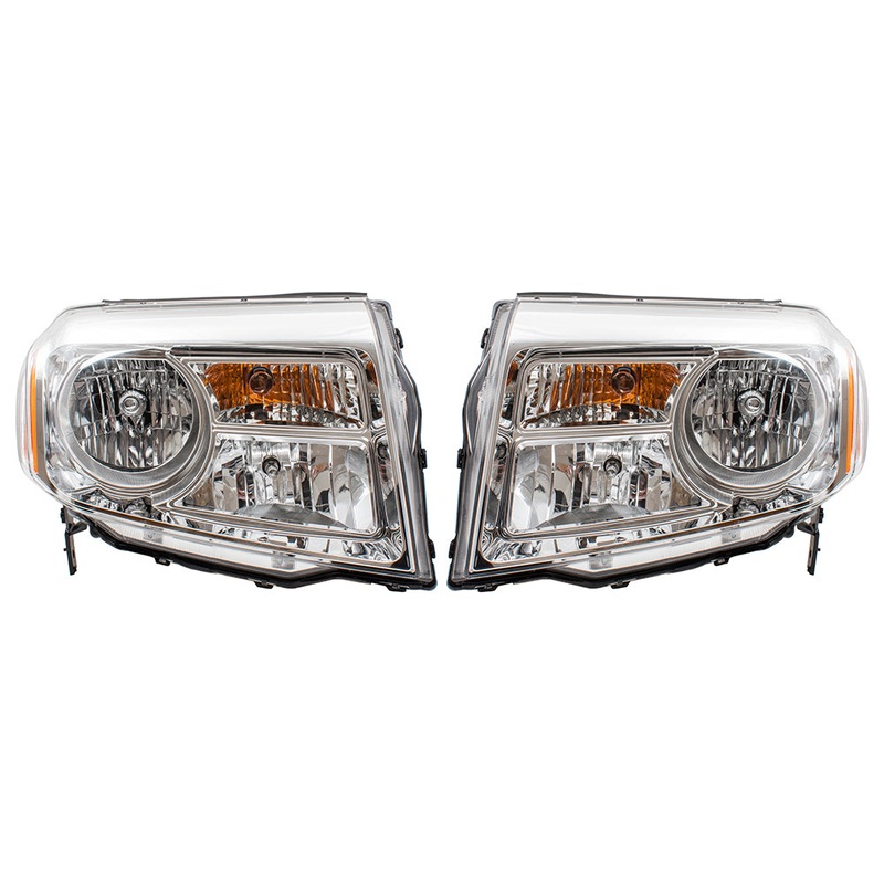 Brock Replacement Pair Set Halogen Combination Headlights Headlamps Replacement for 12-15 Pilot 33150SZAA11 33100SZAA11