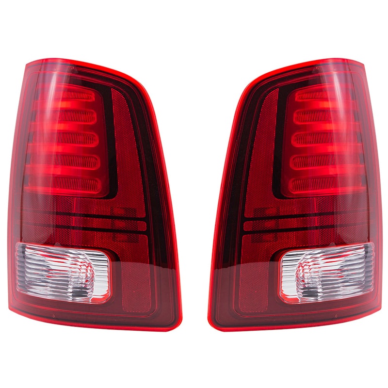 Brock Replacement Driver Left Passenger Right LED Combination Tail Light Assembly With Black Trim Set Compatible  With 2013-2018 RAM Pickup 2019-2023 RAM 1500 Classic