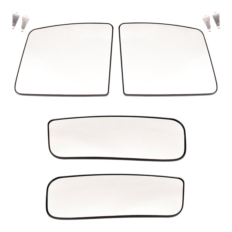 Brock Replacement Upper and Lower 4 Pc Set Side Door Mirror Glass with Bases Compatible with 2012-2019 NV1500 NV2500HD NV3500HD