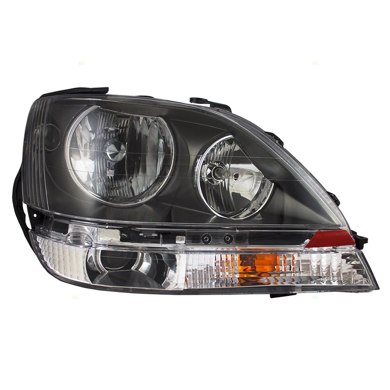 Fits Lexus RX300 99-03 Passengers Halogen Headlight Assembly – w/ Black Bezel