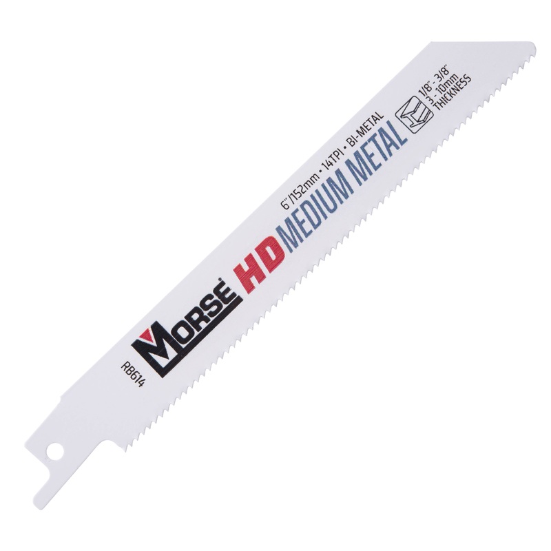 MK Morse HD Medium Metal Bi-Metal Reciprocating Saw Blade For Medium Metal (1/8 Inch – 3/8 Inch) 6 Inch X 3/4 Inch X 0.035 Inch 14 TPI 100 Pack