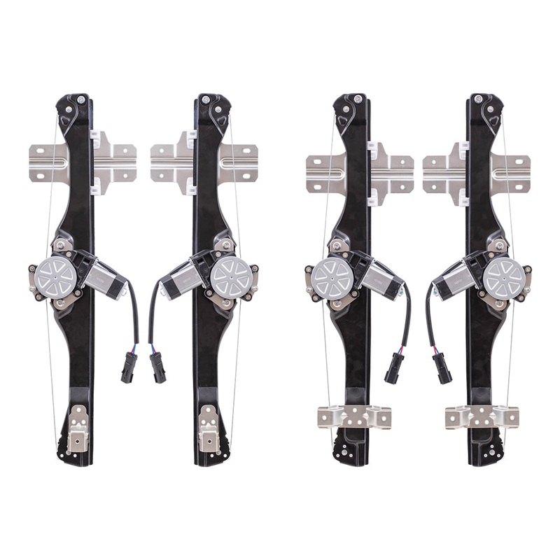 Brock Replacement Driver and Passenger Side Power Window Regulator with Motor-2 Pin Connector 4 Piece Set Compatible with 2013-2016 Acadia/ 2017 Acadia Limited/ 2013-2017 Traverse