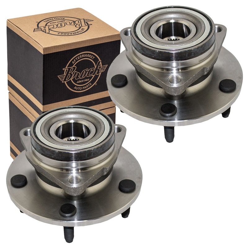 Brock Replacement Pair Set Front Wheel Hubs with Bearings Compatible with 1994-1996 1500 1997-1999 1500 Pickup Truck 4WD Rear-Wheel ABS 52008220