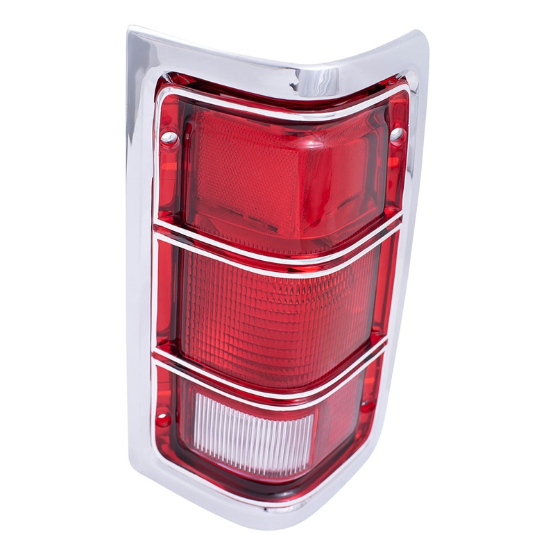 Brock Replacement Passenger Taillight Chrome Trim and Housing Compatible with 1981-1993 Pickup charger 4163150
