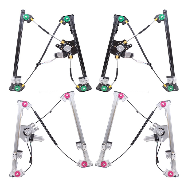 Brock Aftermarket Replacement Front and Rear Driver Left Passenger Right Power Window Regulators with Motor 4 Piece Set Compatible with 2004-2008 Ford F-150