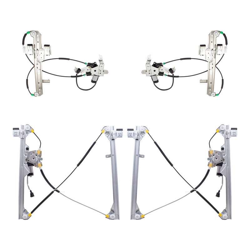 Brock Replacement 4 Pc Front & Rear Set Power Window Regulators with Motors Compatible with 2000-06 Tahoe Yukon 2002-2006 Escalade