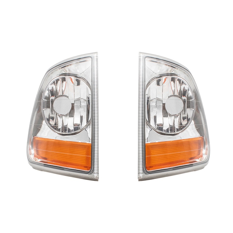 Brock Replacement Driver and Passenger Park Signal Corner Marker Lights Lamps Compatible with 2001-2004 F150 Lightning Pickup Truck 1L3Z 13201 BA 3L3Z 13200 BA