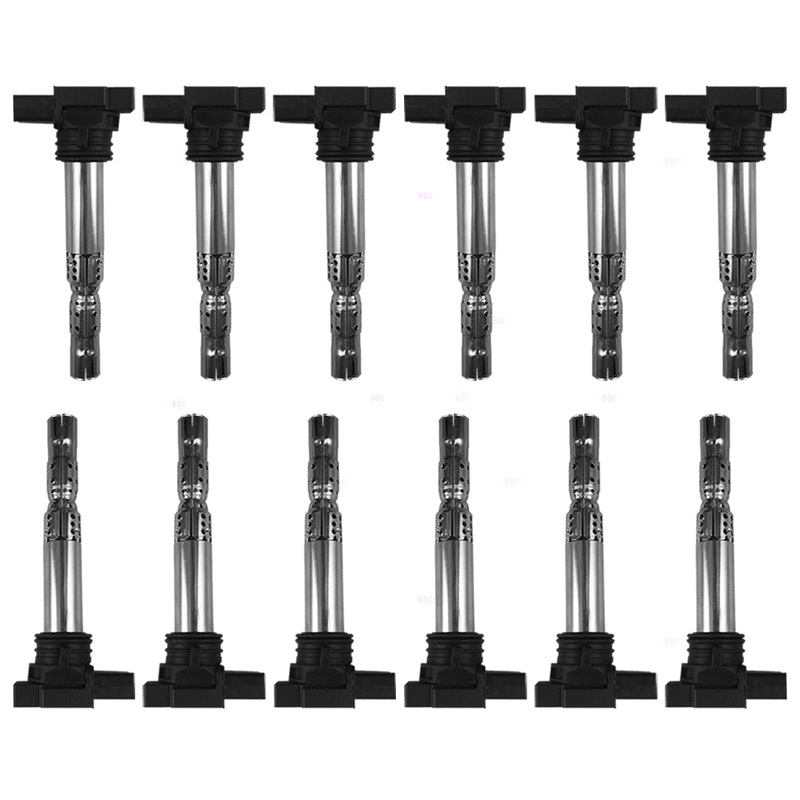 Brock Replacement 12 Pc Set Ignition Spark Plug Coils Compatible with A8 Quattro Bentayga Phaeton 12 cyl W12 07C905715A