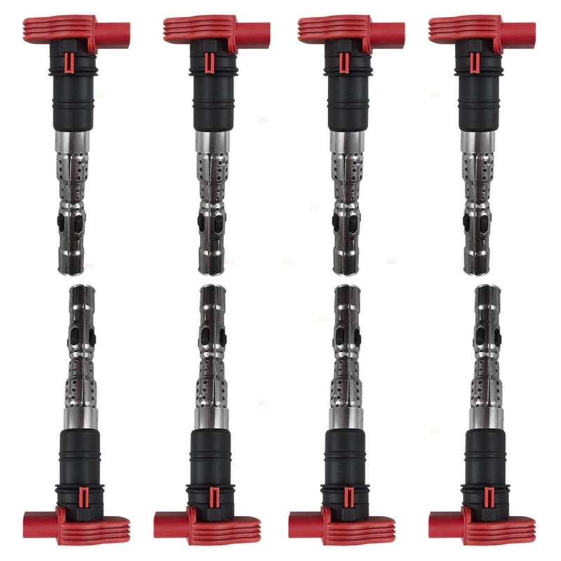 Brock Replacement 8 Piece Set Ignition Spark Plug Coils Compatible with A6 / A8 Quattro Allroad Quattro S4 4.2L 8 cyl 077905115T 5C1437