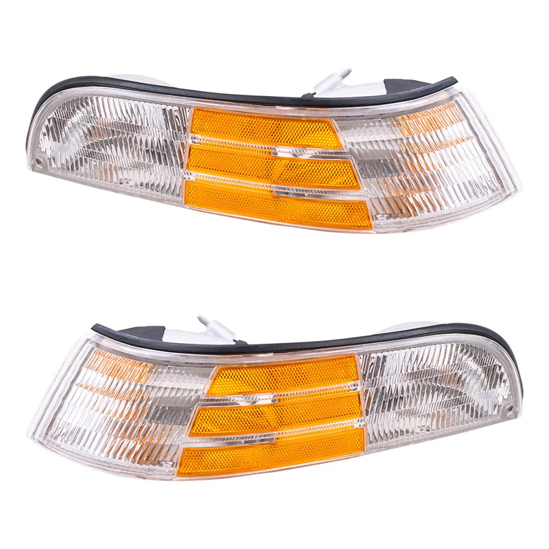 Brock Replacement Driver and Passenger Park Signal Side Marker Lights w/ Corner Lamps Compatible with 1992-1997 Crown Victoria