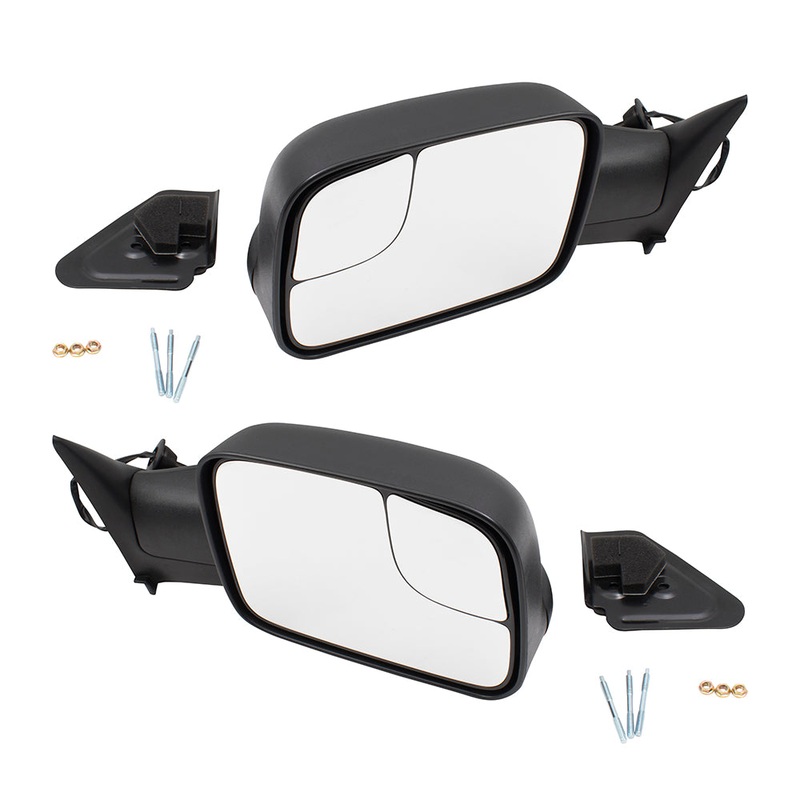Brock Pair Set Performance Upgrade Power Side View Tow Mirrors Orignal Arm Design 7×10 Flip-Up Textured w/ Mounting Bracket 94-97 Dodge Ram Pickup Truck Replaces 55074917 55076613 55076519 55076612