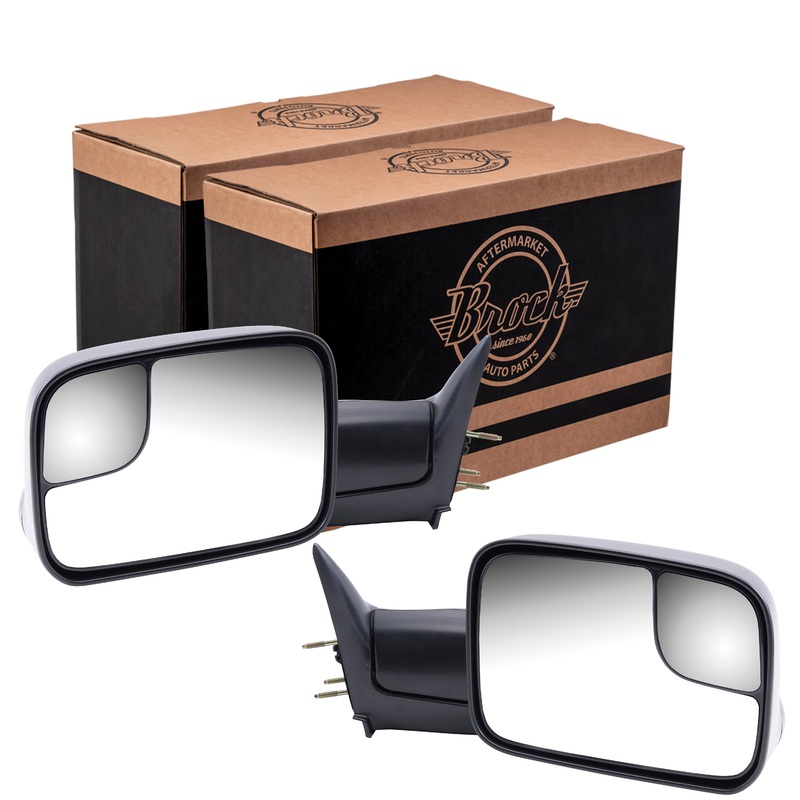 Brock Replacement Driver and Passenger Manual Side Tow Mirrors 7×10 Flip-Up with Mounting Brackets Compatible with 94-01 Pickup Truck 55156335AD 55156334AD