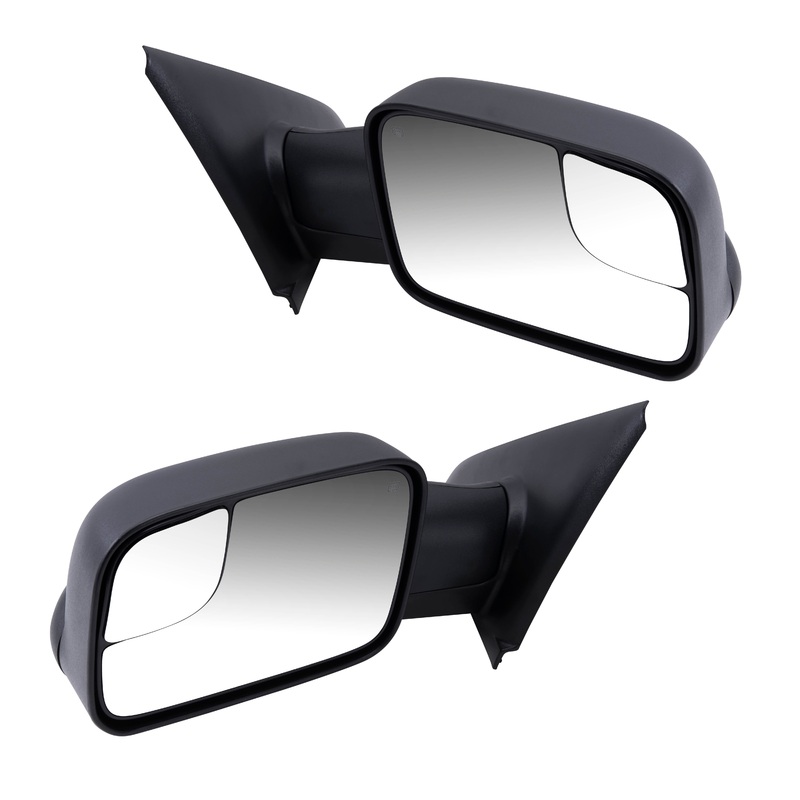 Replacement Pair Set Power Side Trailer Tow Mirrors Heated 7×10 Flip Up Compatible with 2002-2010 Ram Pickup Truck CH1320228 CH1321228
