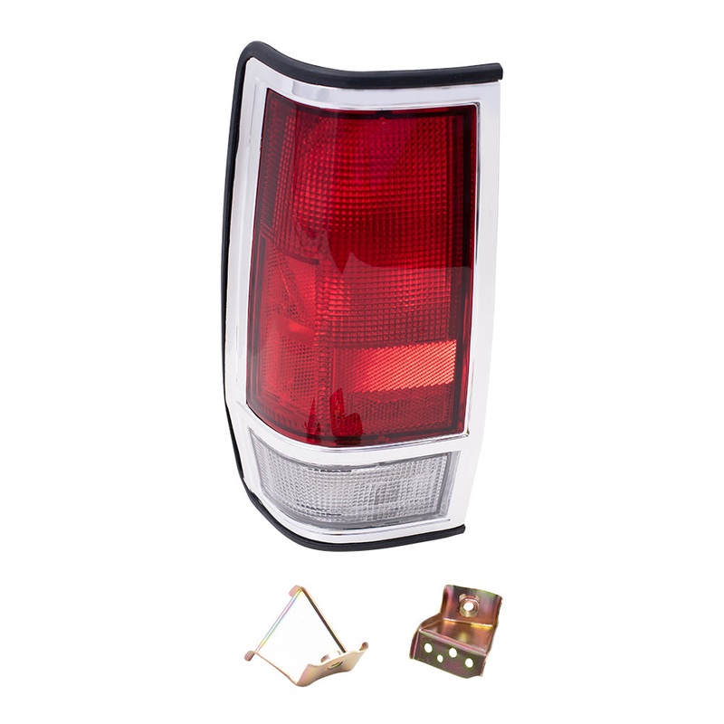 Brock Replacement Drivers Taillight Tail Lamp with Chrome Trim Compatible with 85-86 Pickup Truck 2655580W00