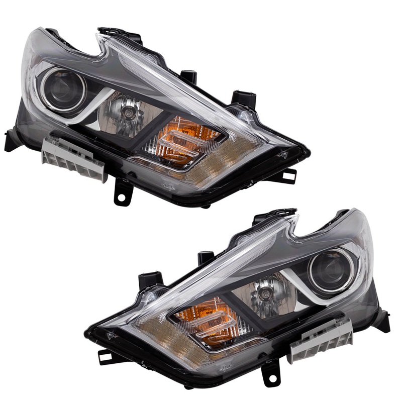 Brock Replacement Pair Headlights Halogen Headlamps Driver and Passenger Set Compatible with 2016-2018 Maxima S SV SL 260604RF0B 260104RF0B 26060-4RF0B 26010-4RF0B