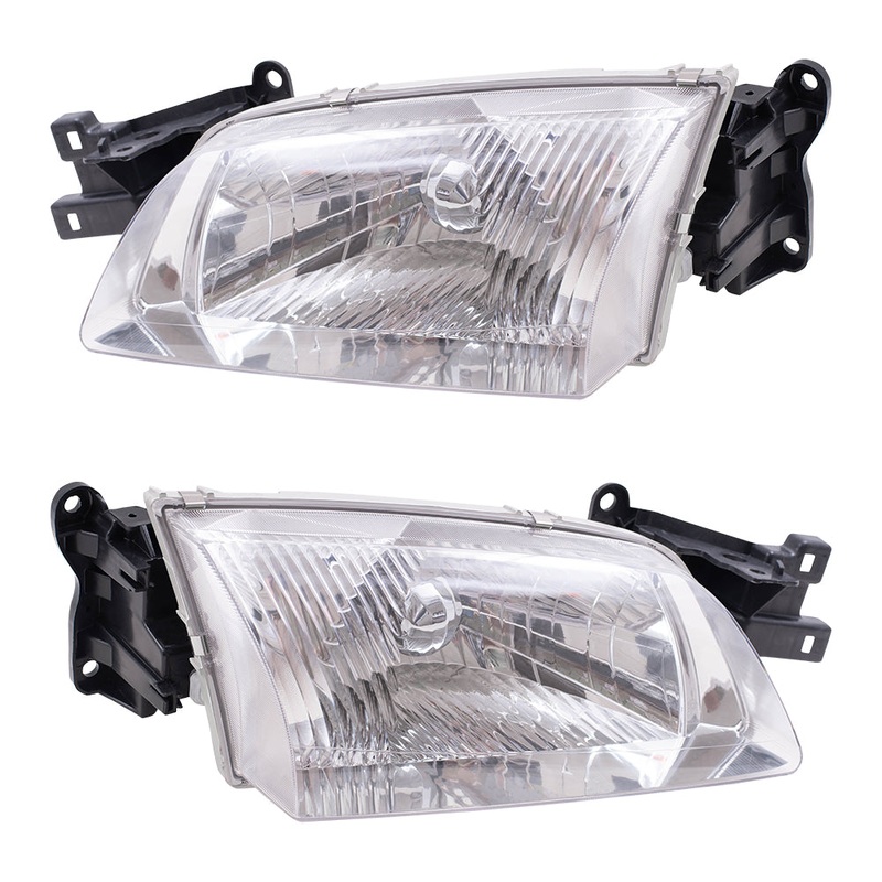 Brock Replacement Pair Set Halogen Headlights Headlamps Compatible with 00-02 626 GG2A-51-040B GG2A-51-030B