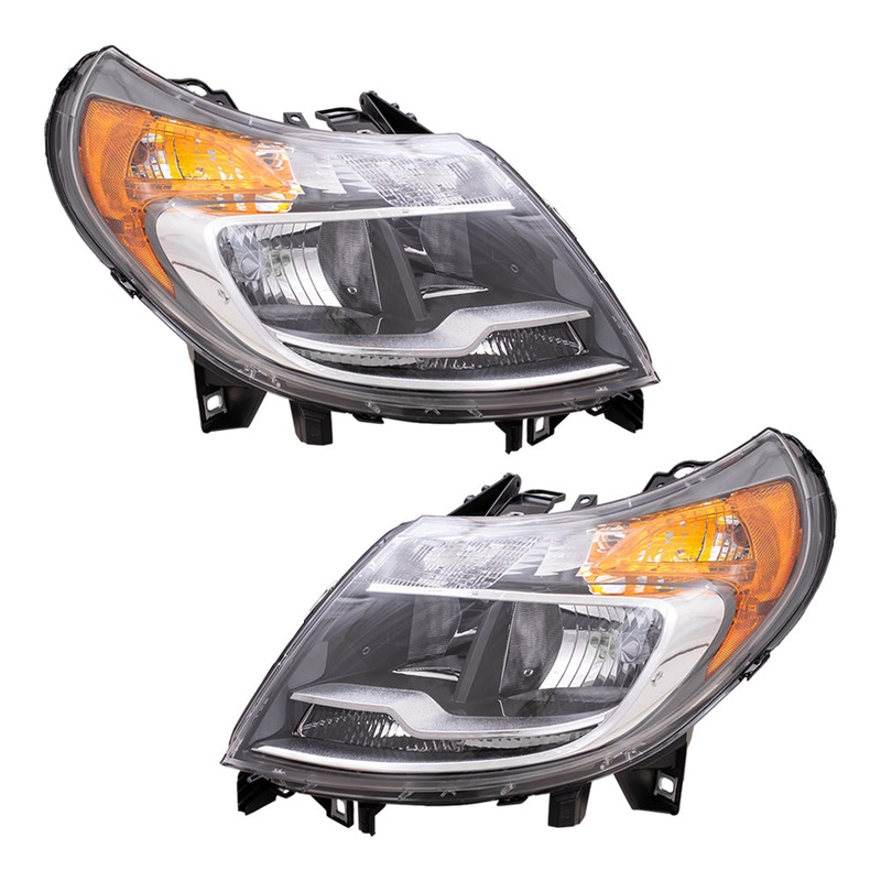 Brock Replacement Set Driver and Passenger Halogen Headlights with Daytime Running Lights Compatible with 2014-2022 Promaster