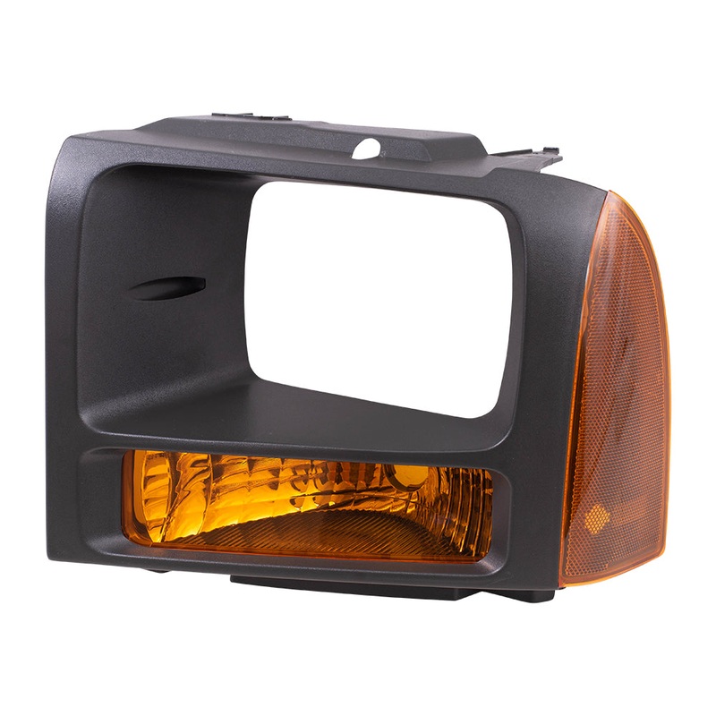 Brock Replacement Drivers Park Signal Front Marker Light with Black Bezel Compatible with 2005-2007 F250 F350 Super Duty Pickup Truck 6C3Z 13201 AAA