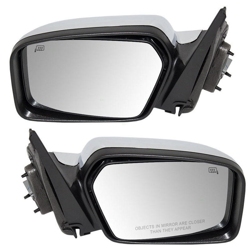 Replacement Driver and Passenger Power Side Mirrors Heated Memory Puddle Lamp Black Base w/ Chrome Cover Compatible with 07-12 MKZ
