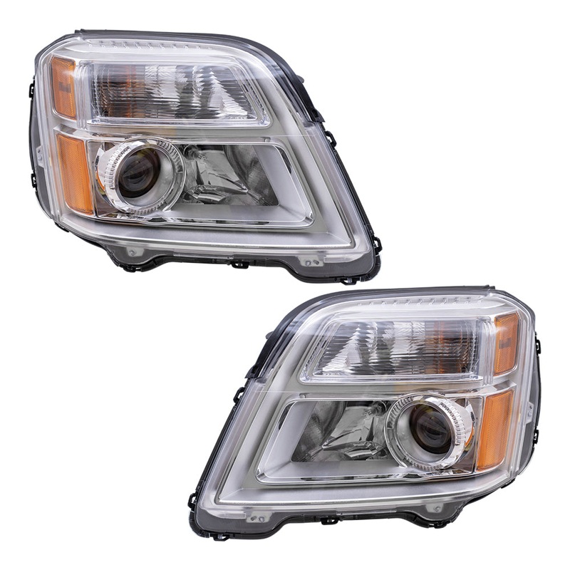 Brock Replacement Driver and Passenger Set Halogen Headlights Headlamp Compatible with 2010-2015 Terrain
