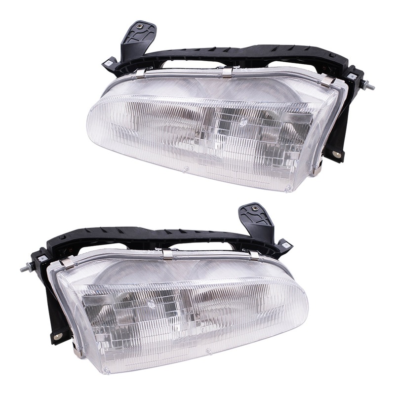 Brock Replacement Driver and Passenger Set Headlights Compatible with 1993-1997 Prizm 94852390 94852389